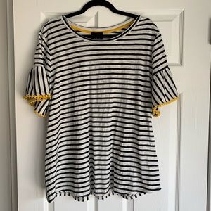 NWT Striped top with yellow detail on sleeves